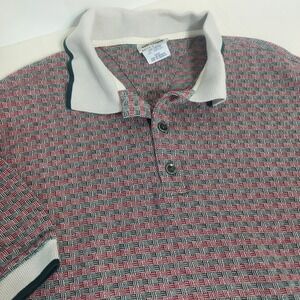 Bette & Court Mens Golf‎ Tour Polo Shirt Large Red Green Patterned Cotton